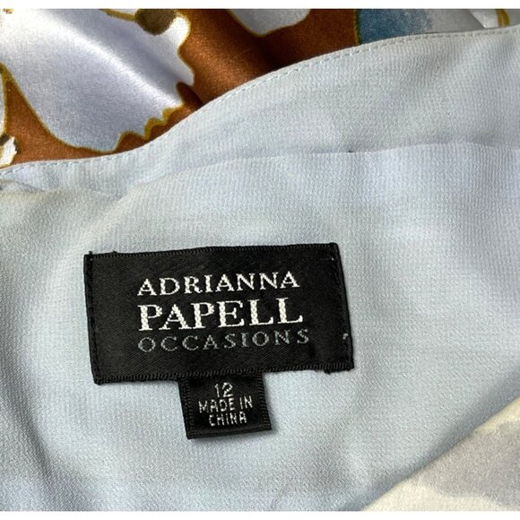 Adrianna Pappell Occasions Blue Floral Silk Halter Dress Sz. 12 - Picture 8 of 9